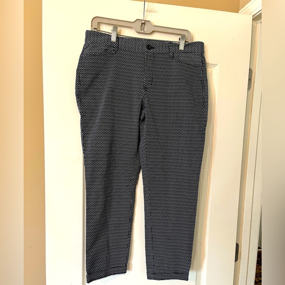 GAP Khaki Navy and White Patterned Pants Slim City Style Women’s Size 8, Ankle - Picture 1 of 16